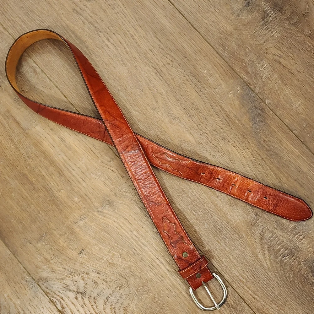 Leegin Silver Creek Billet Overlay Western Belt Leather Made in USA size 40